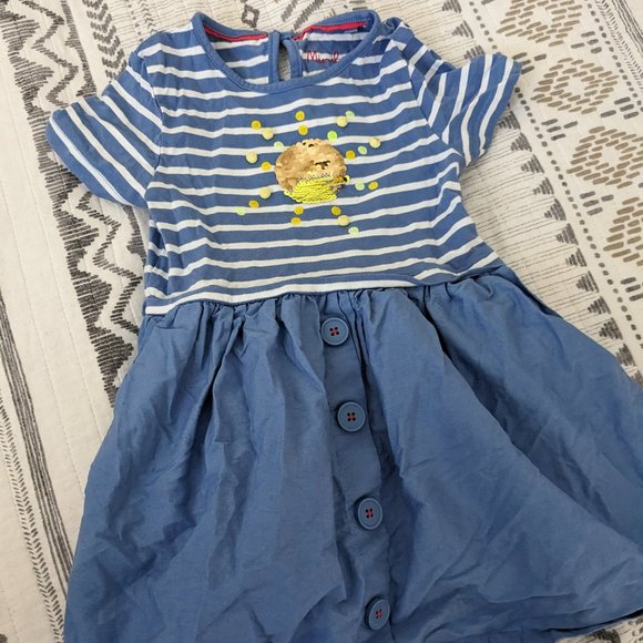 Haut Fille Mini Boden Rayé Bleu - Taille 5-6 Ans - Occasion Très Bon état